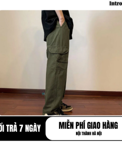 Quần Kaki túi hộp Nam Nữ ống rộng