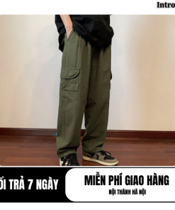 Quần Kaki túi hộp Nam Nữ ống rộng