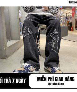 Quần Baggy Jeans Nam Nữ ống rộng cá tính